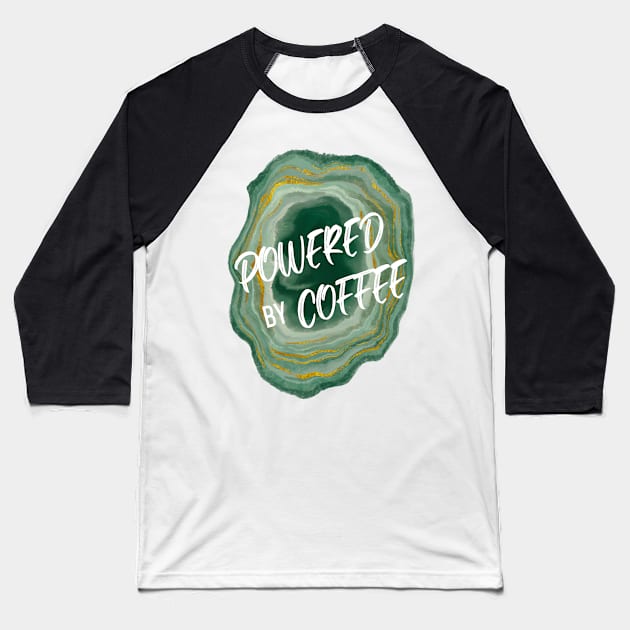 Powered by Coffee: Green Baseball T-Shirt by Rebekah Thompson